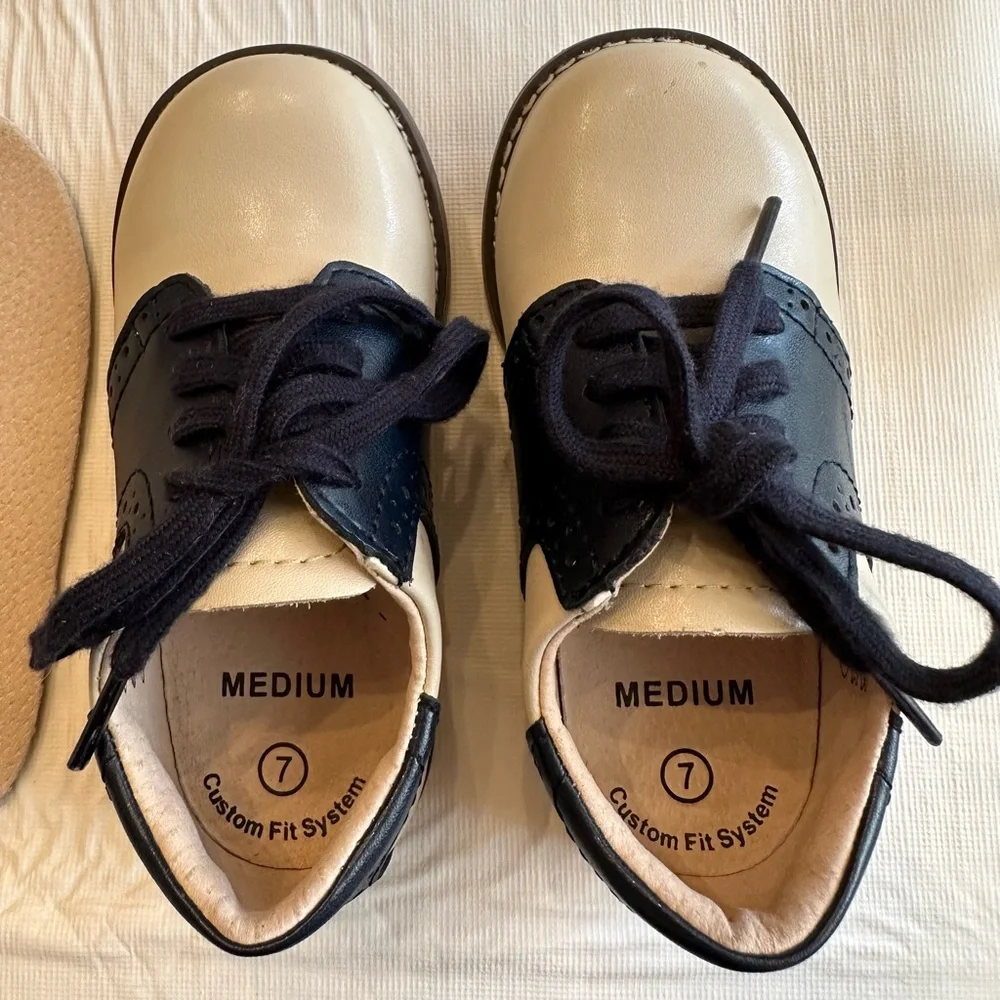 FootMates Size 7 Connor Ecru Royal Oxford Saddle Leather Dress Shoes - Picture 6 of 10